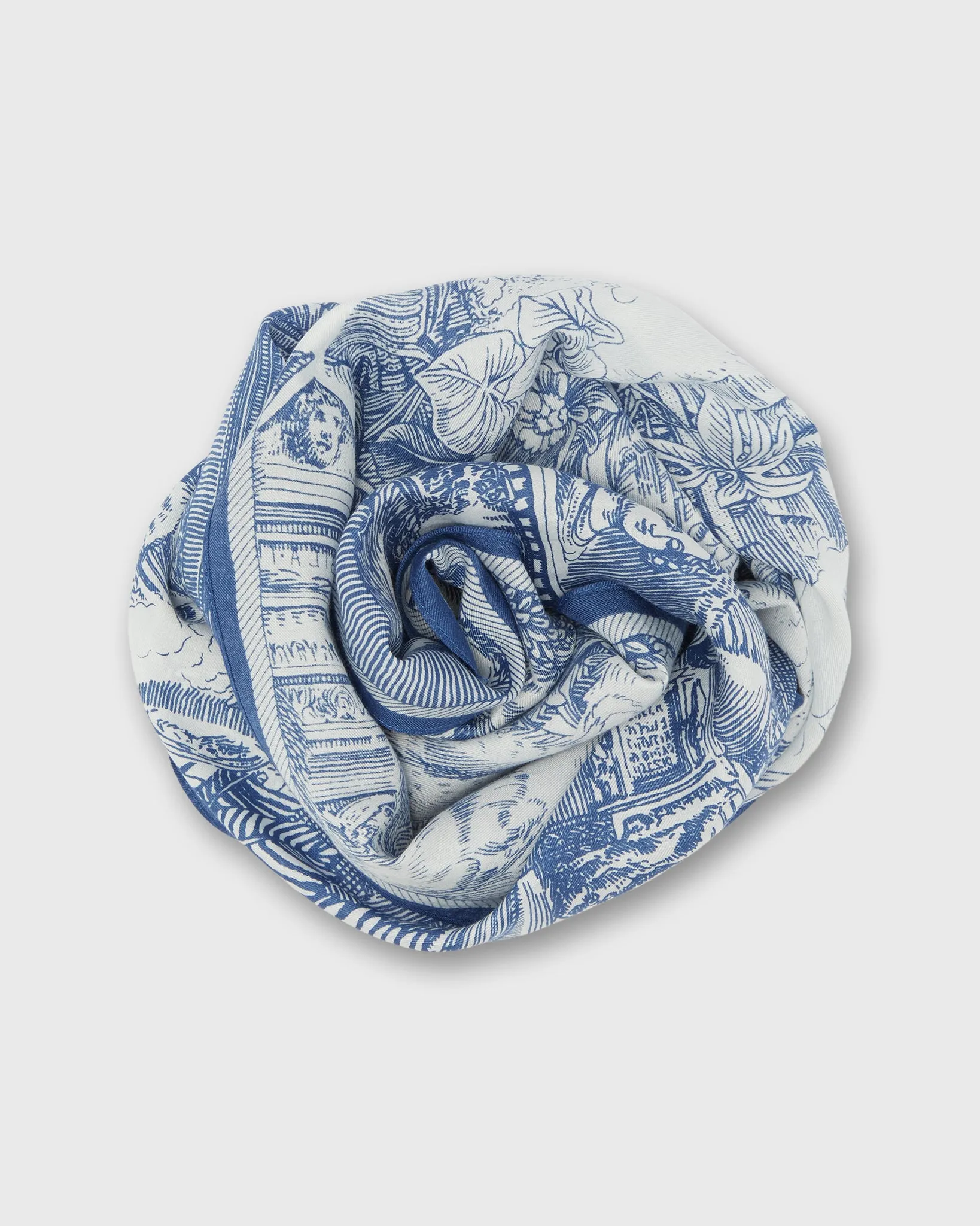 Piranesi Square Scarf in Blue Cotton Silk sold by Mashburn