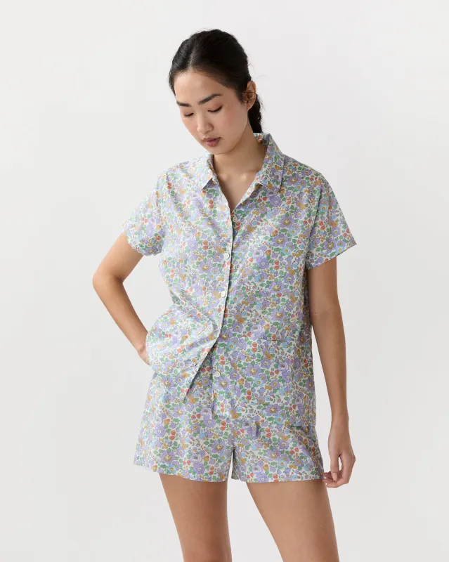 Jasmine Pajama Shorts Set in Purple/Multi Betsy Liberty Fabric made by Mashburn