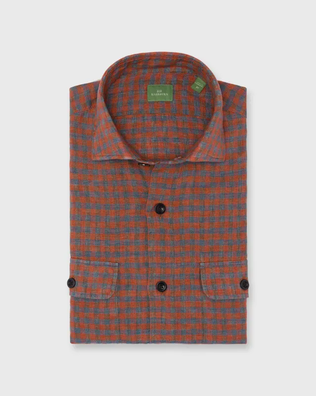Band-Hem Work Shirt in Red/Blue Gingham Linen made by Sid Mashburn