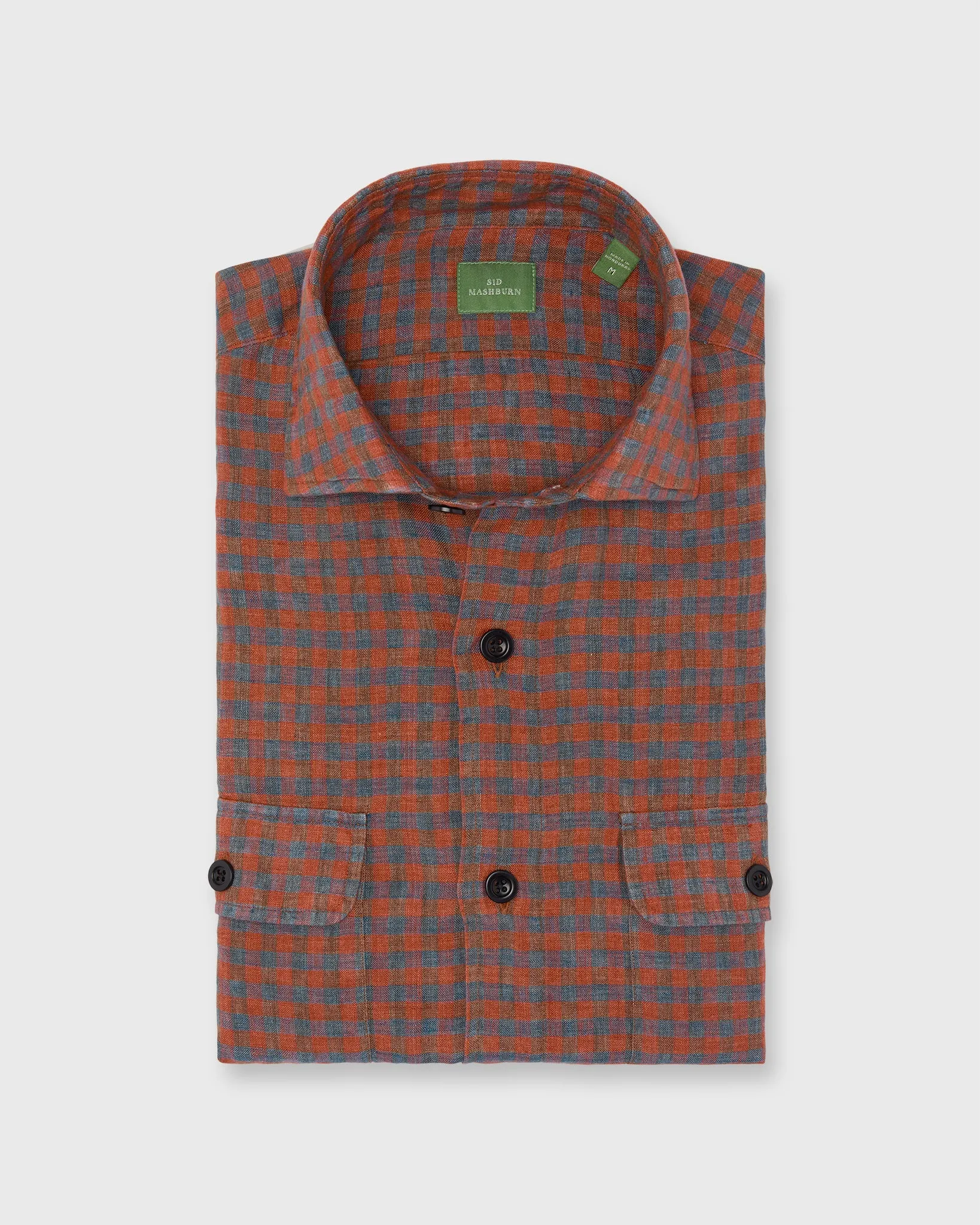 Band-Hem Work Shirt in Red/Blue Gingham Linen sold by Mashburn