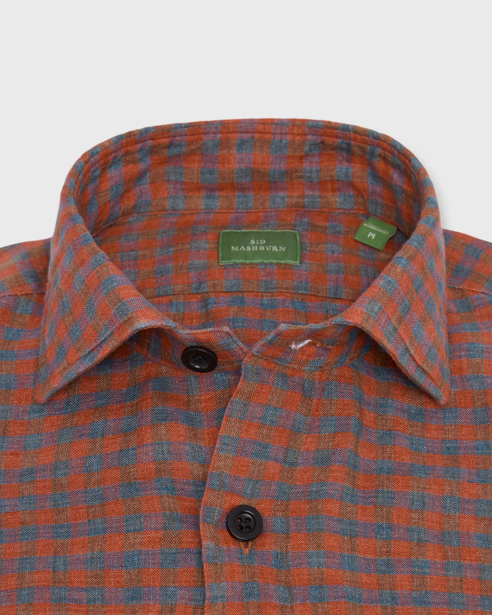 Band-Hem Work Shirt in Red/Blue Gingham Linen sold by Mashburn product image thumbnail 3