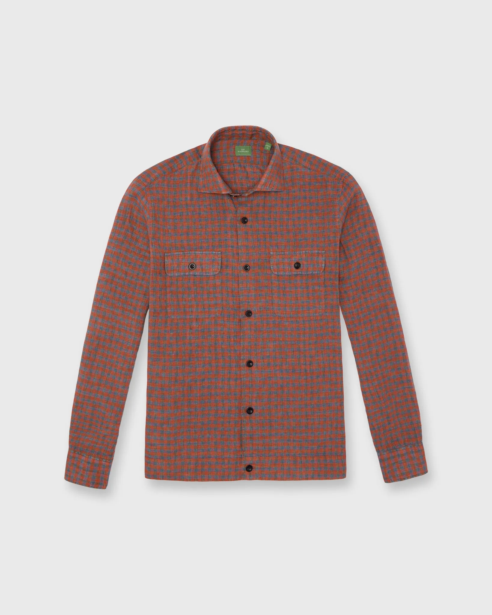 Band-Hem Work Shirt in Red/Blue Gingham Linen sold by Mashburn product image thumbnail 2