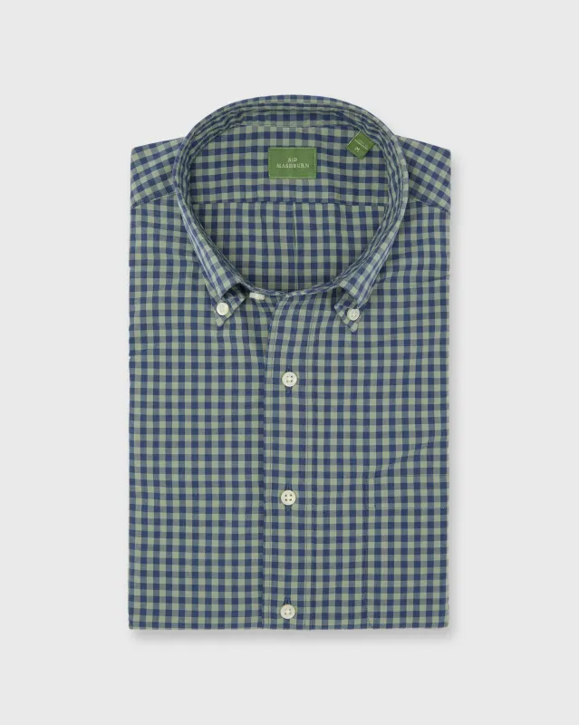 Button-Down Sport Shirt in Lovat/Heather Blue Gingham made by Sid Mashburn
