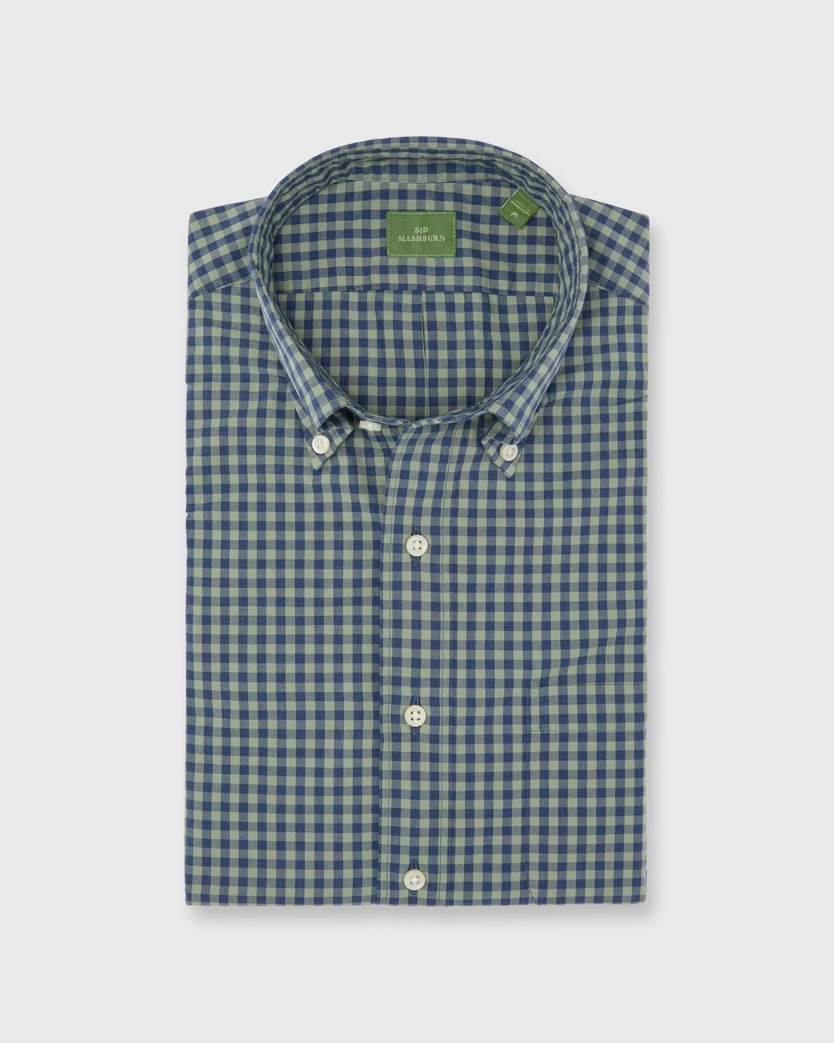 Button-Down Sport Shirt in Lovat/Heather Blue Gingham sold by Mashburn