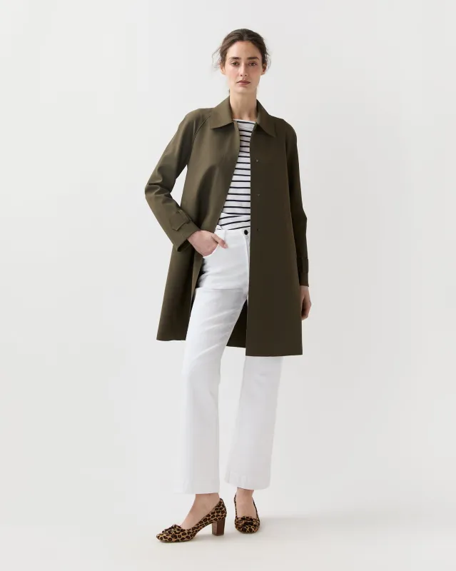 Mac Coat in Dark Khaki made by Harris Wharf London