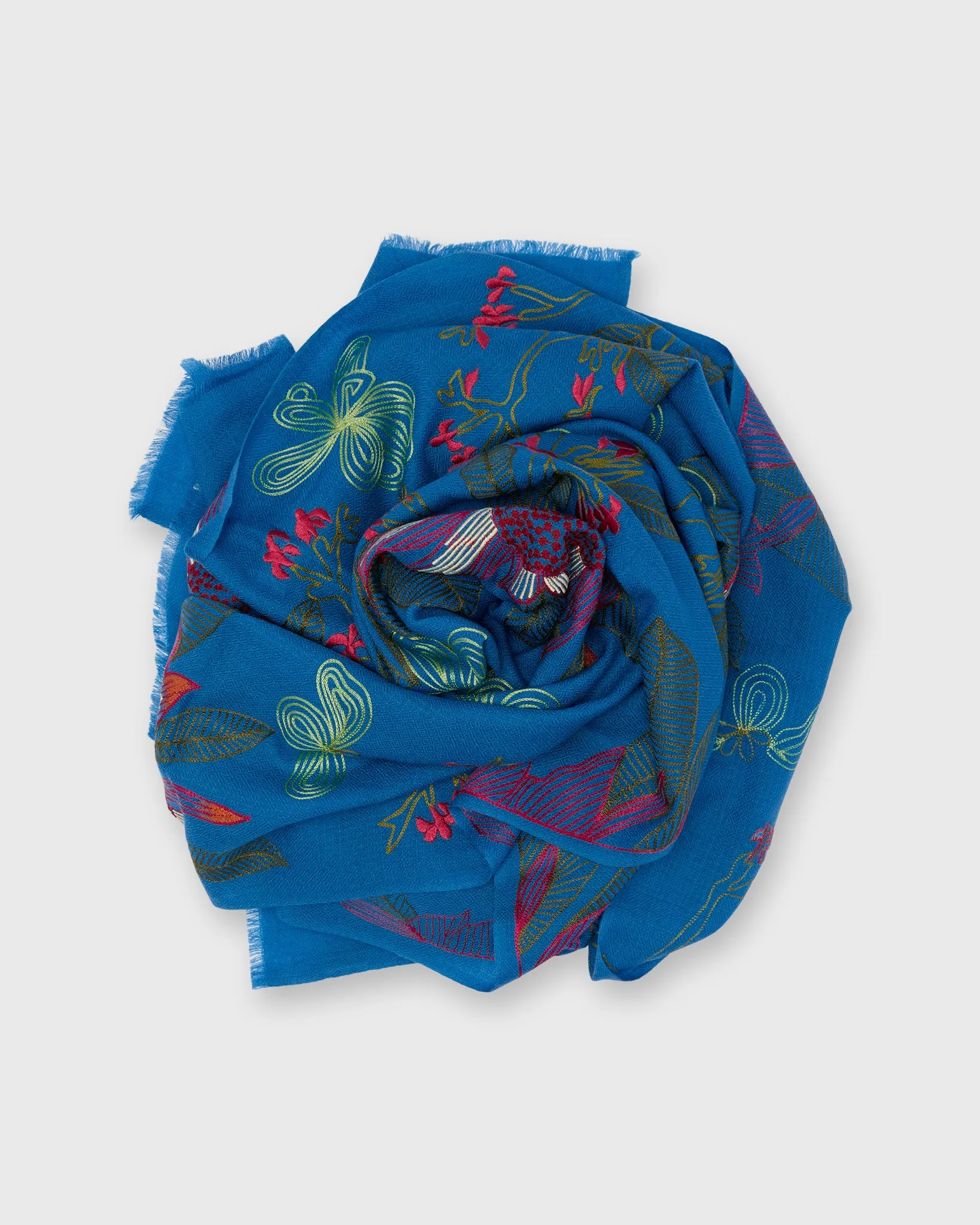 Imperial Bouquet Scarf in Mediterranean Blue sold by Mashburn