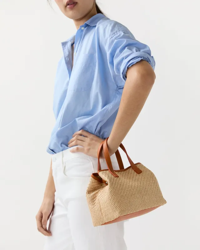 Small Judith Tote in Natural/Orange Raffia/Leather made by Mashburn
