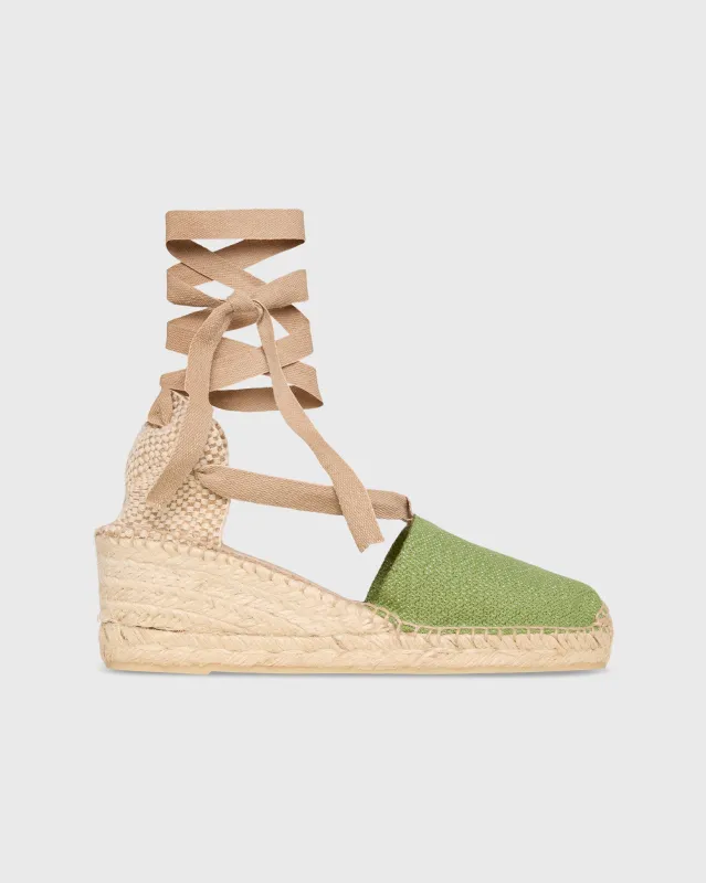 Pia High Espadrille in Green Canvas made by Mashburn