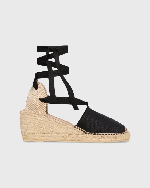 Pia High Espadrille in Black Canvas made by Mashburn