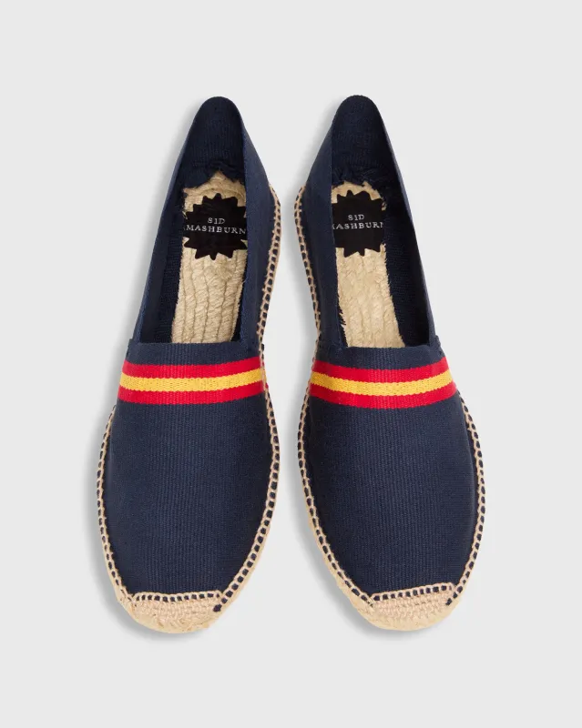 Classic Espadrille in Navy/Red/Gold Stripe made by Sid Mashburn