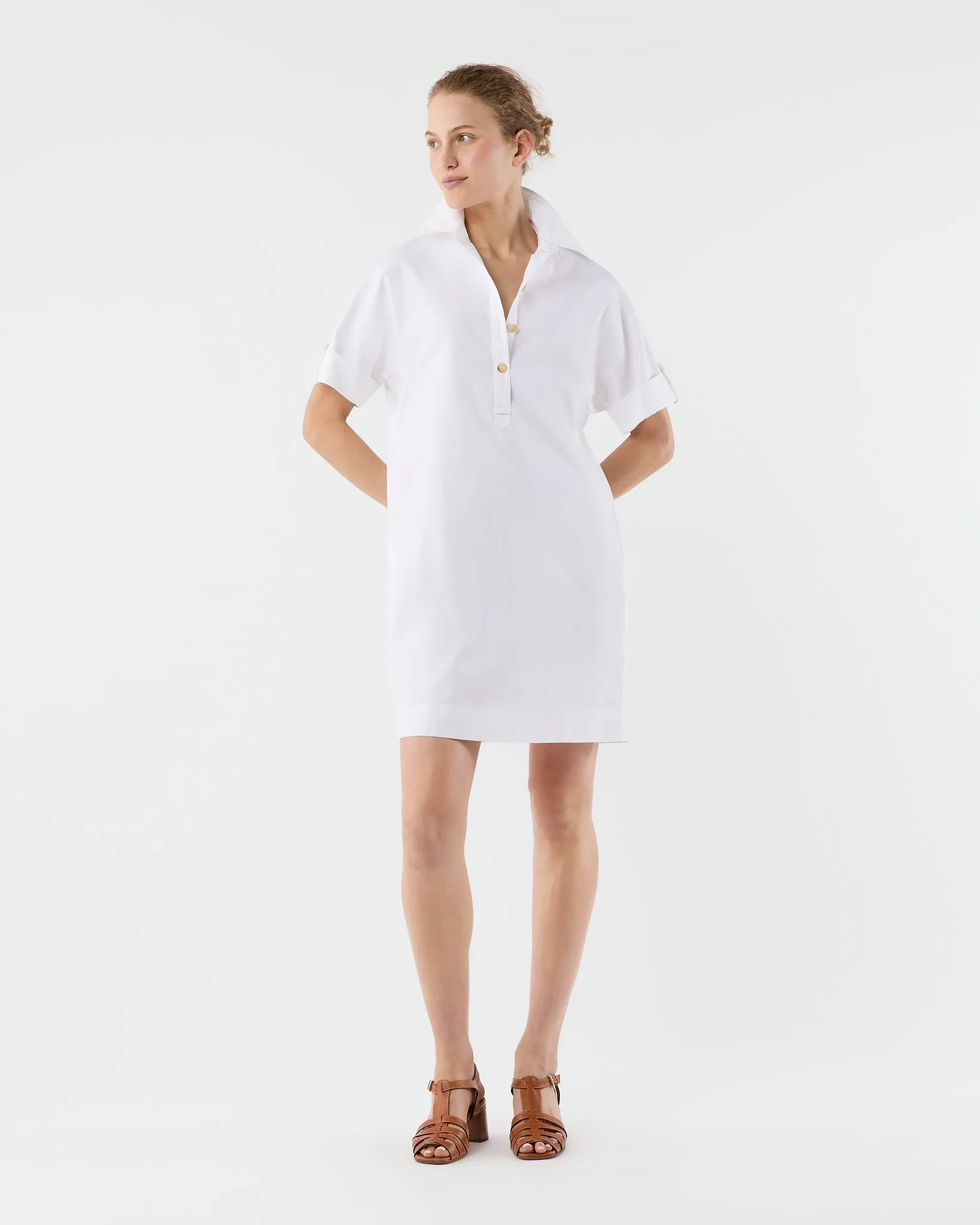 Molly Dress in White Poplin sold by Mashburn