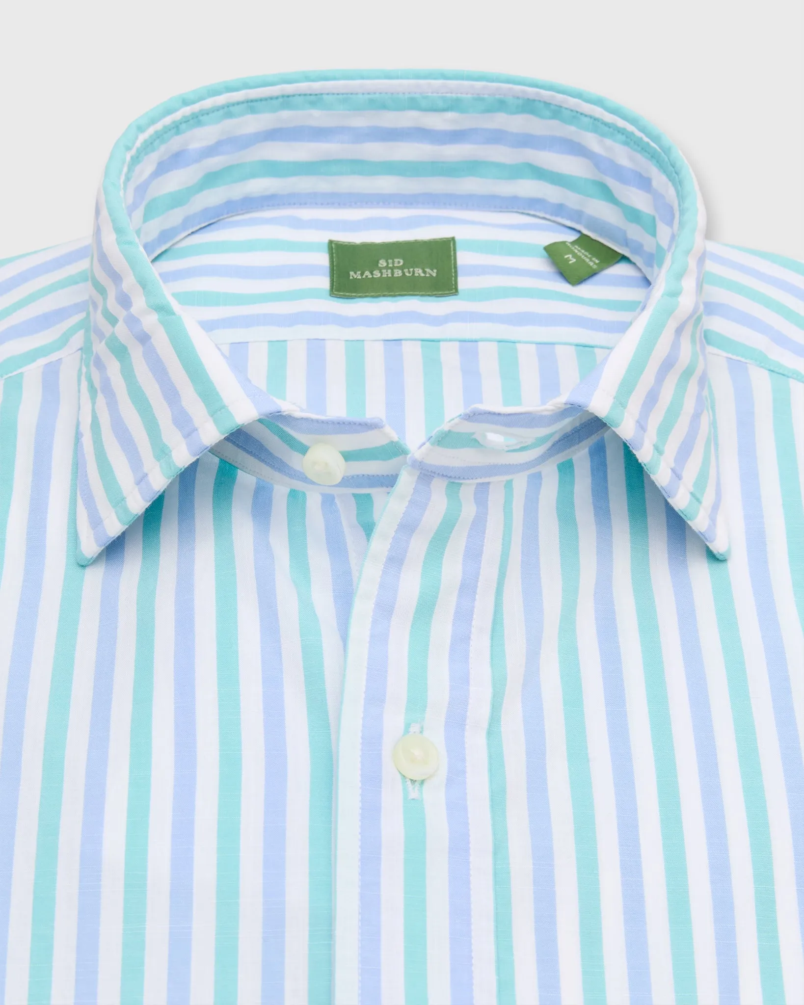 Spread Collar Sport Shirt in Seaglass/Coastal Stripe Chambray sold by Mashburn product image thumbnail 2