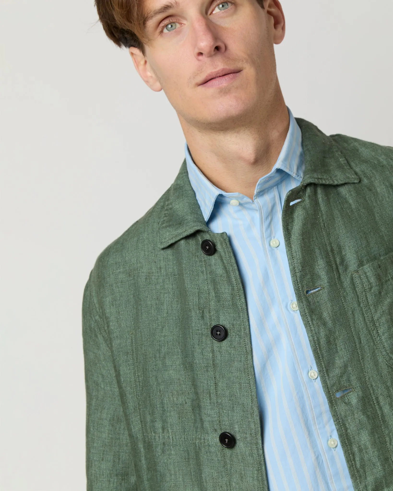 Chore Jacket in Moss Linen sold by Mashburn product image thumbnail 4