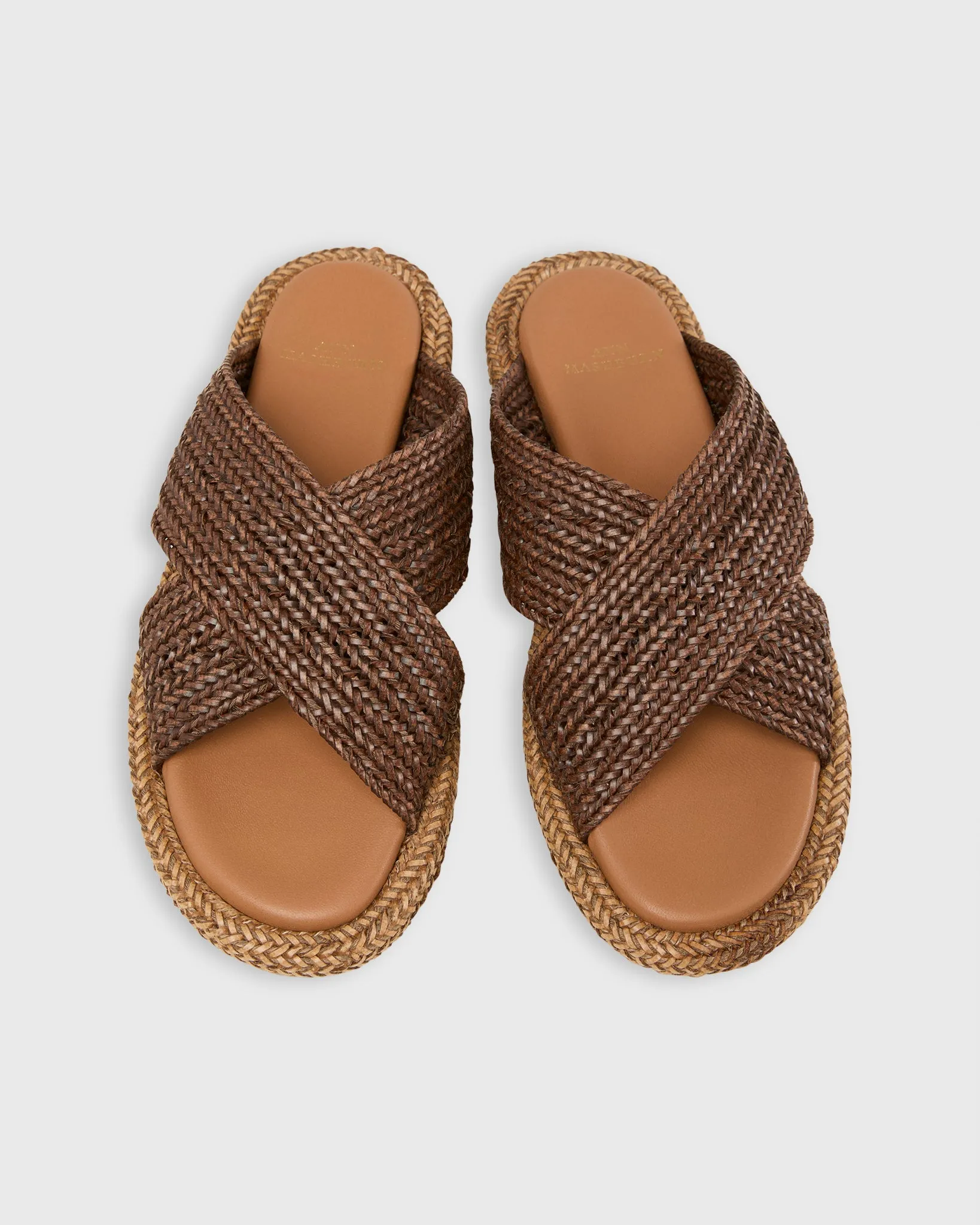 Woven Criss-Cross Slide in Brown Leather sold by Mashburn product image thumbnail 2