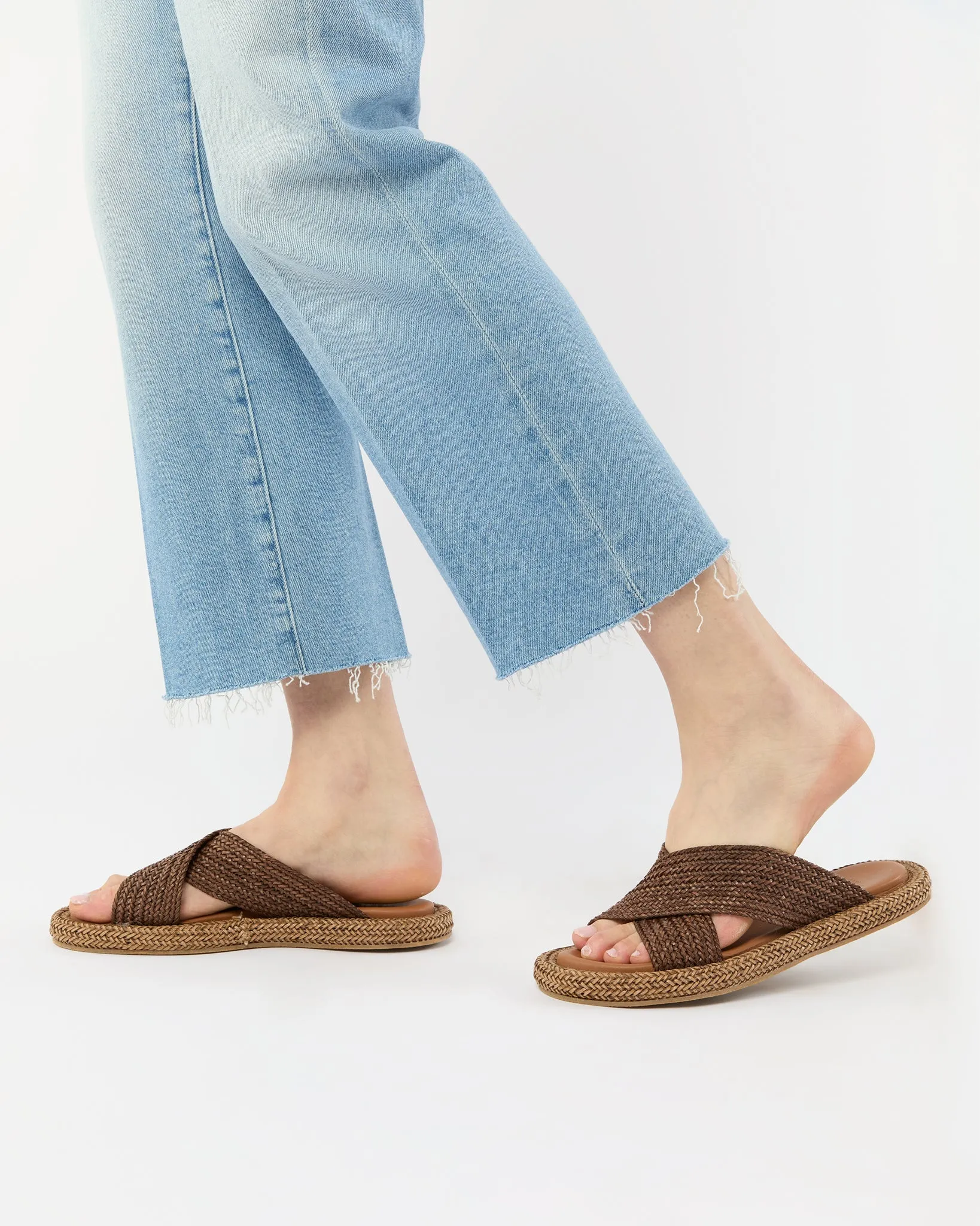 Woven Criss-Cross Slide in Brown Leather sold by Mashburn product image thumbnail 3