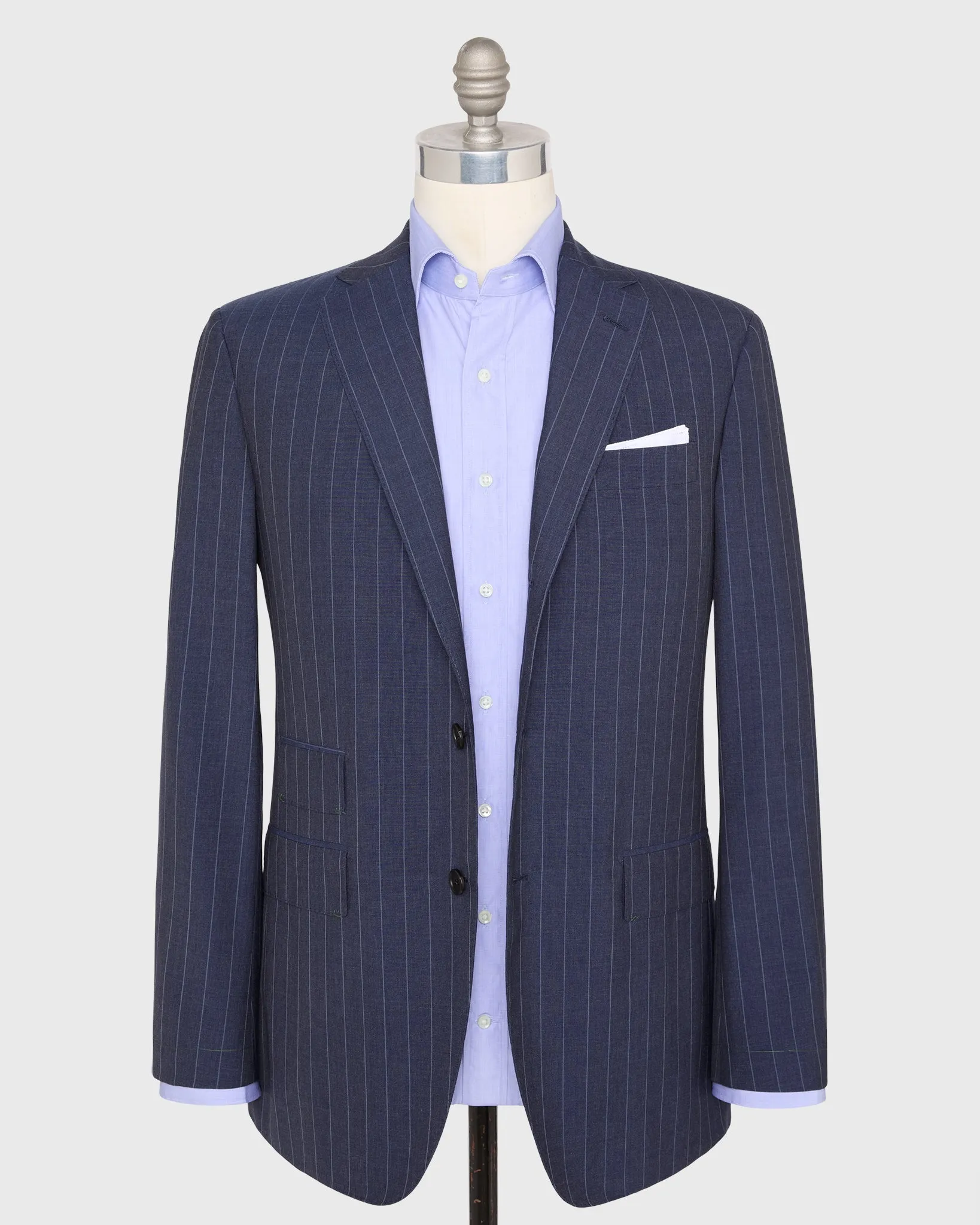 Virgil No. 3 Suit in Airforce/Sky Chalk Stripe Plainweave sold by Mashburn product image thumbnail 3