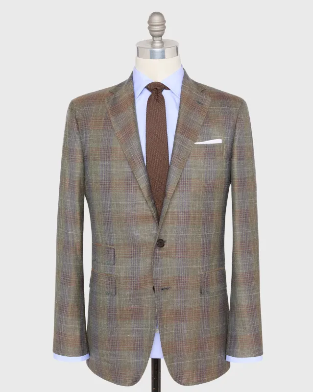 Virgil No. 4 Jacket in Olive/Blue/Brown Plaid Twill made by Sid Mashburn
