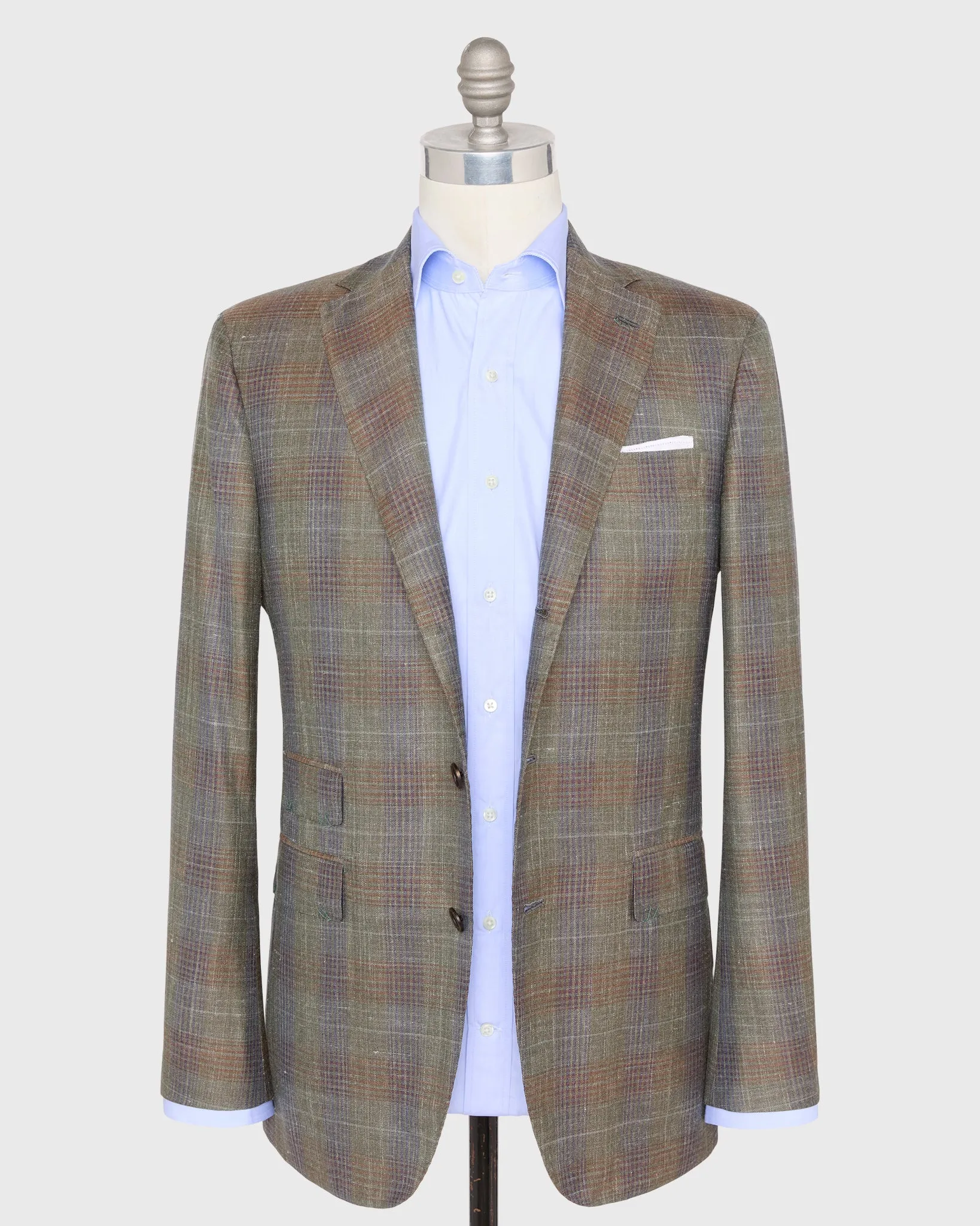 Virgil No. 4 Jacket in Olive/Blue/Brown Plaid Twill sold by Mashburn product image thumbnail 3