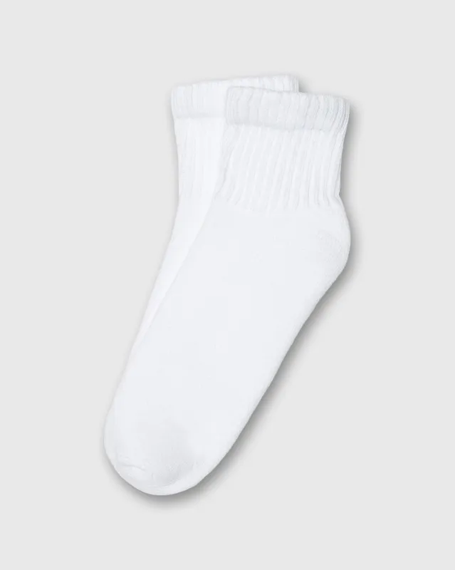 Solid Quarter Crew Socks in White made by American Trench