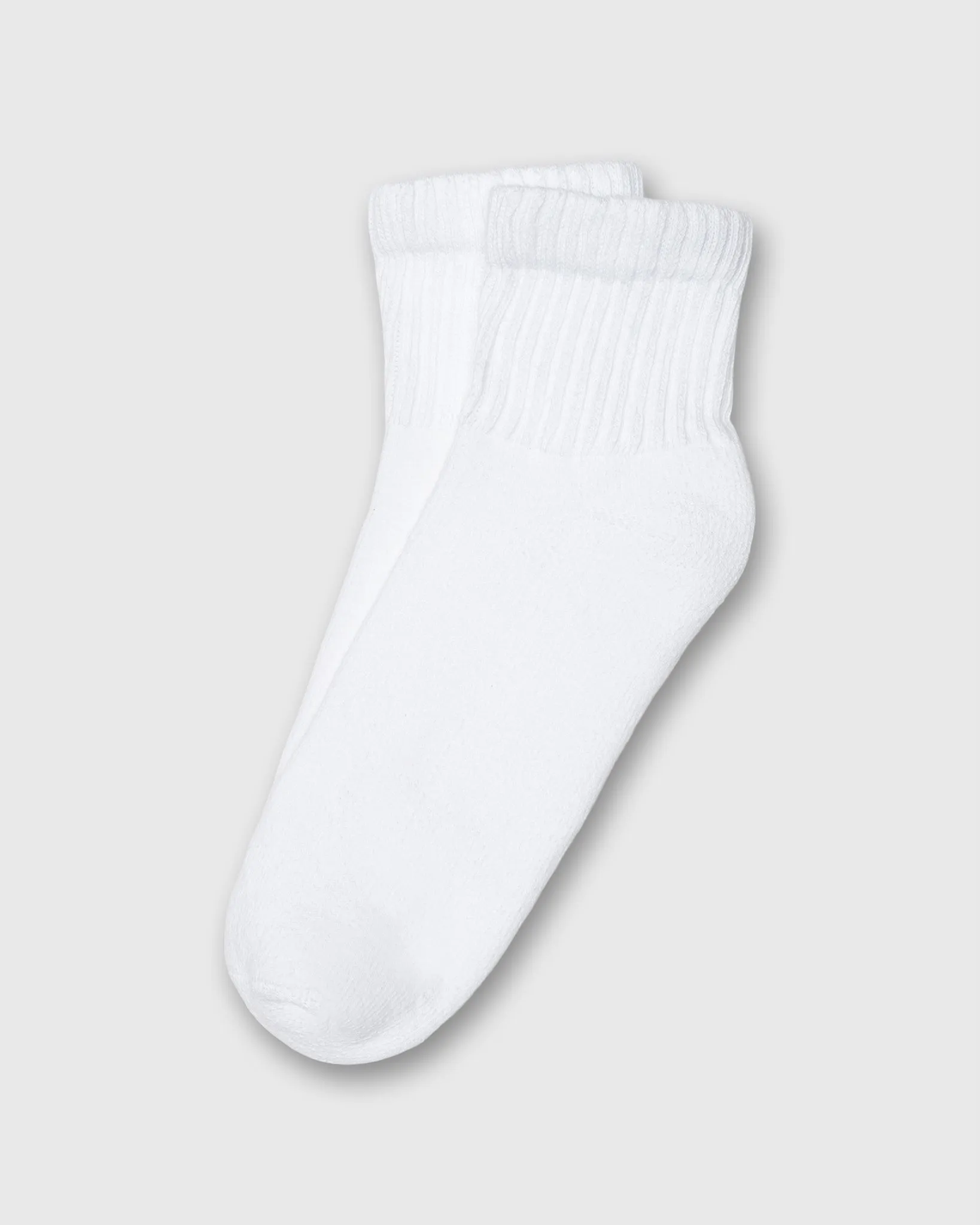 Solid Quarter Crew Socks in White sold by Mashburn