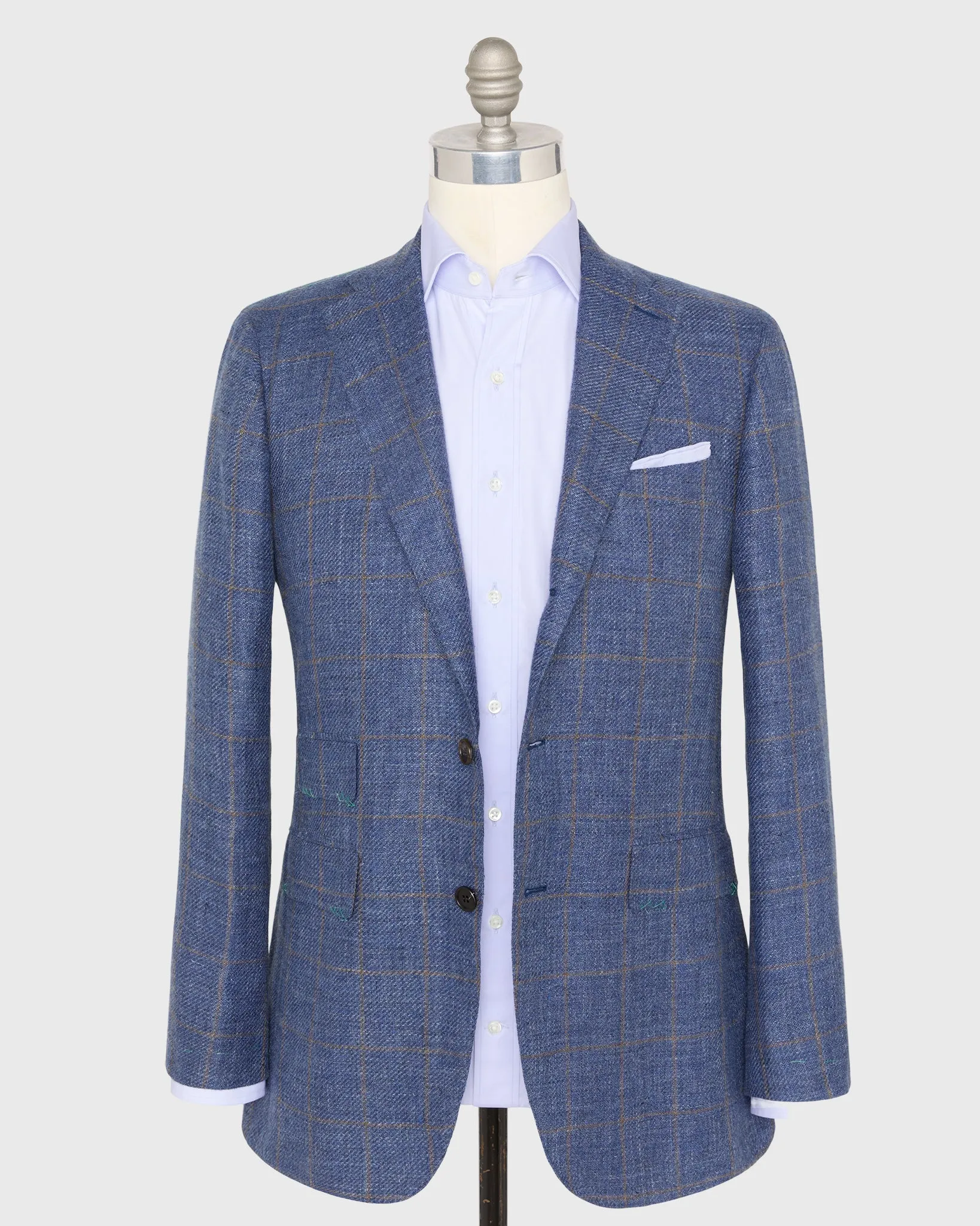 Virgil No. 3 Jacket in Blue/Brown Windowpane Hopsack sold by Mashburn product image thumbnail 3