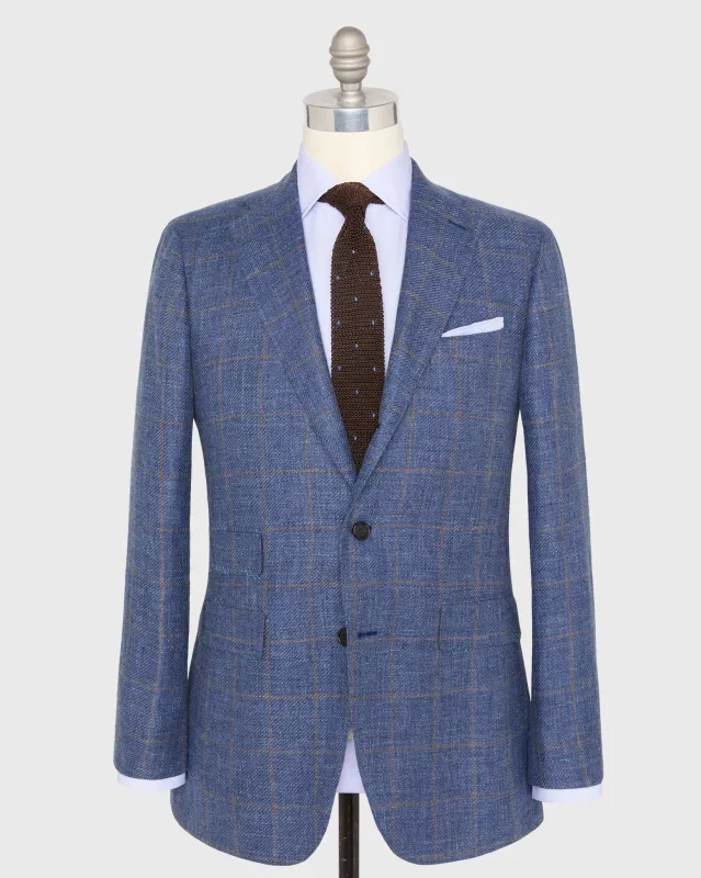 Virgil No. 3 Jacket in Blue/Brown Windowpane Hopsack made by Sid Mashburn