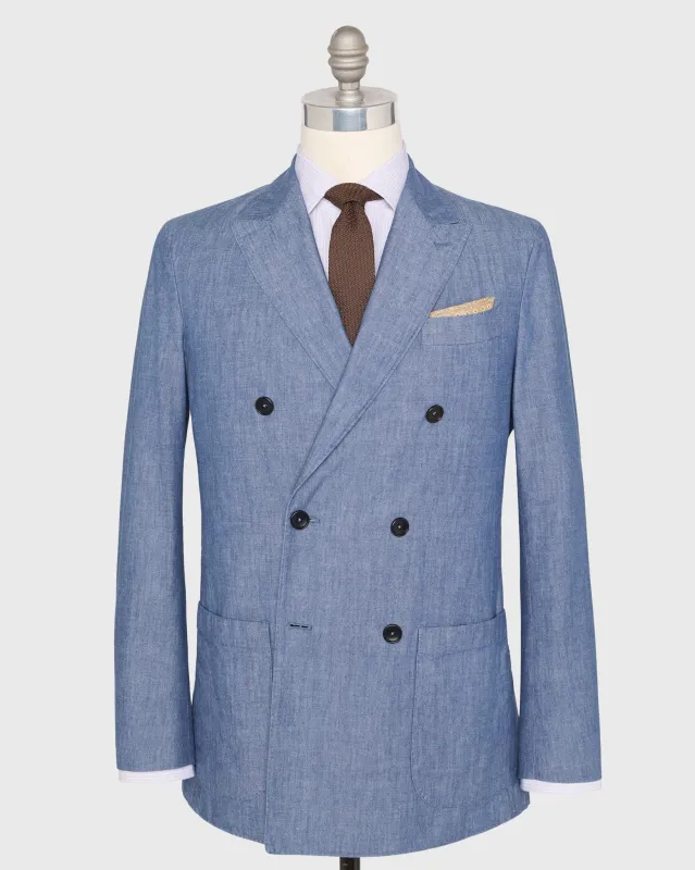 Virgil No. 1 Double-Breasted Jacket in Indigo Chambray made by Sid Mashburn