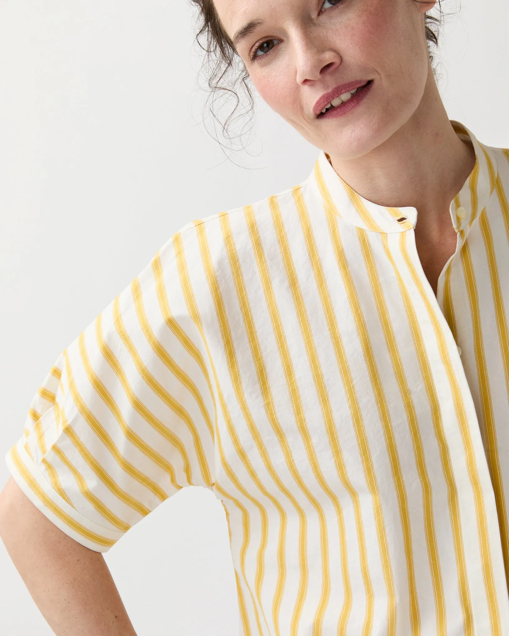 Perry Shirt in Gold/Ivory Balanced Stripe sold by Mashburn product image thumbnail 2