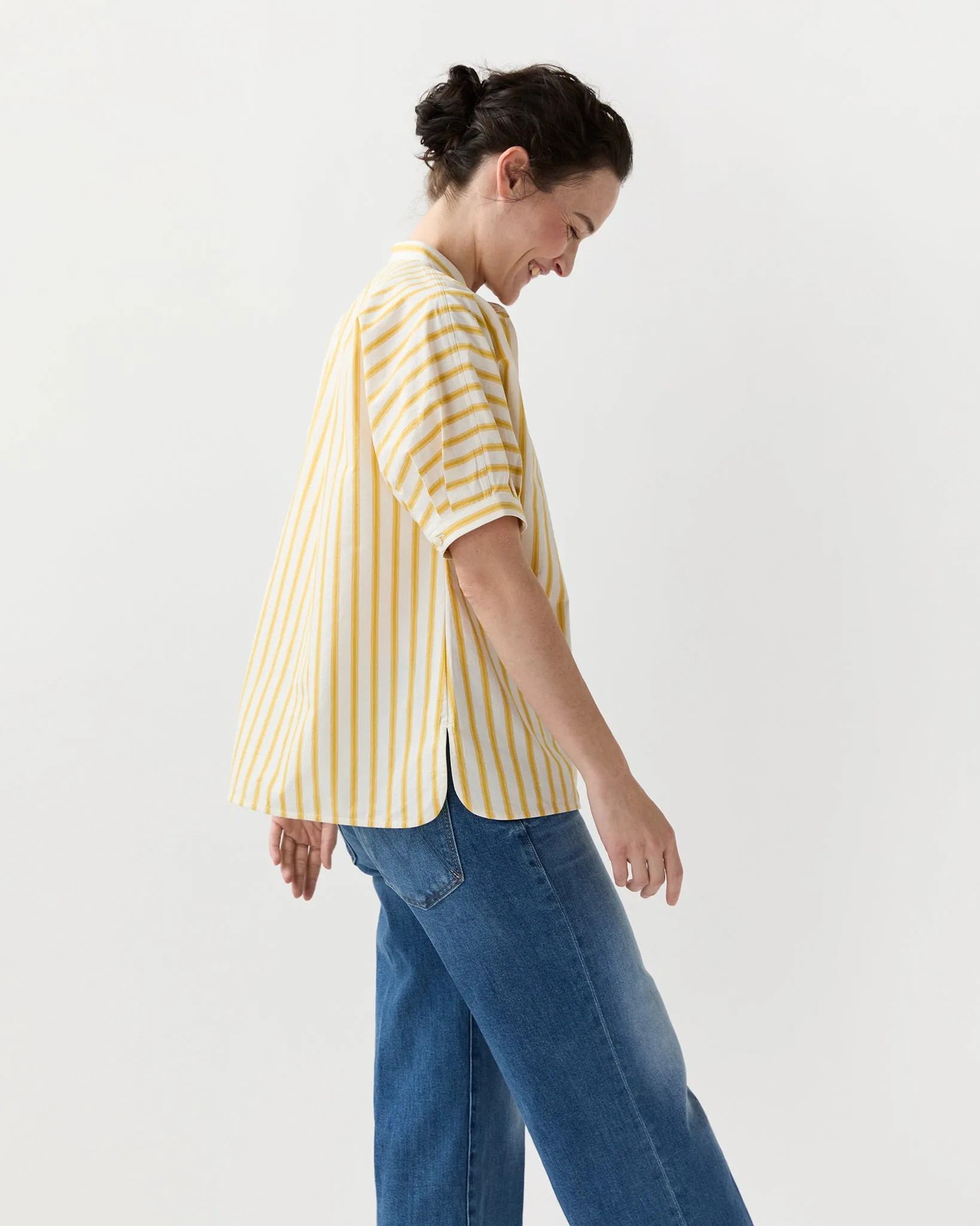 Perry Shirt in Gold/Ivory Balanced Stripe sold by Mashburn product image thumbnail 4