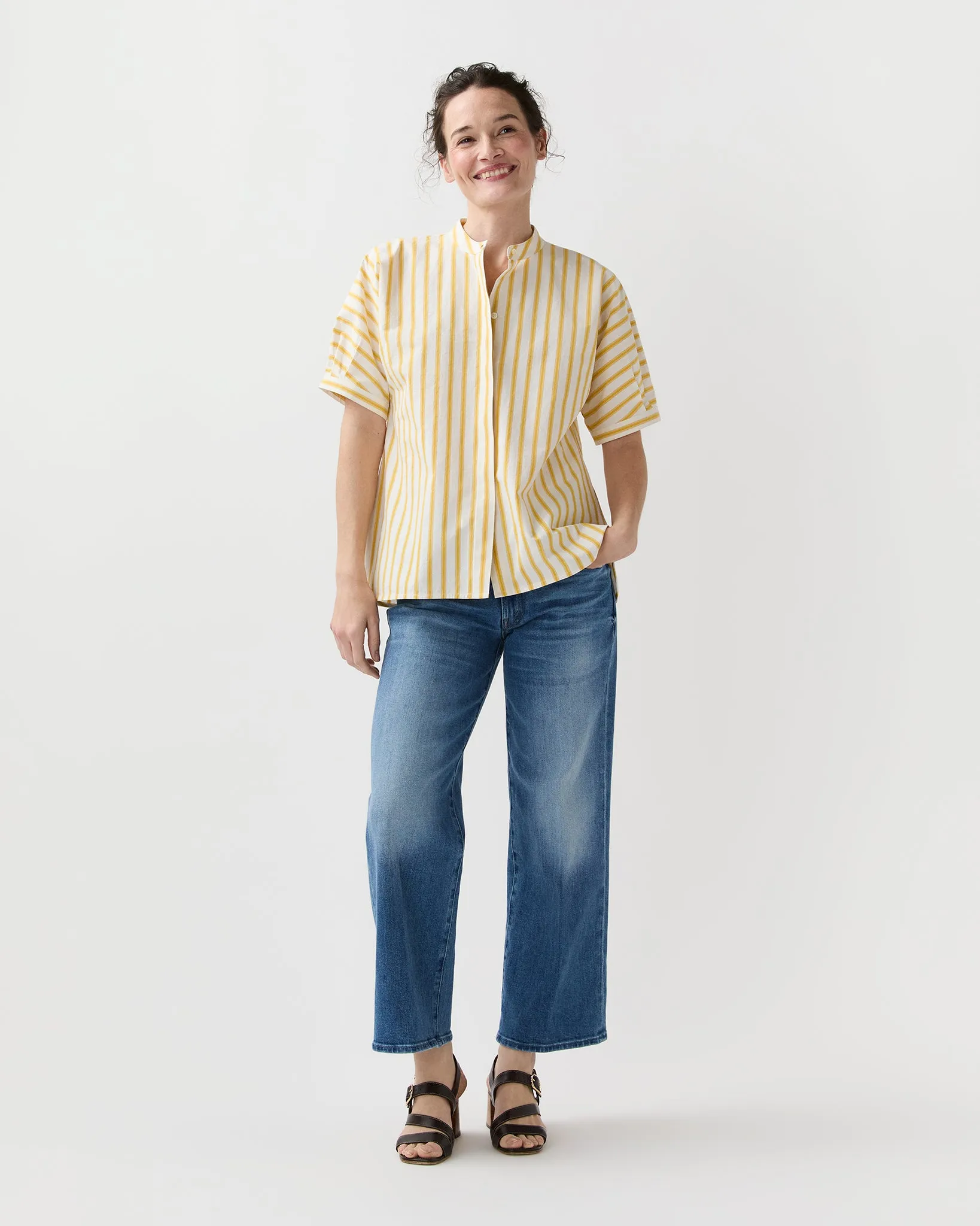 Perry Shirt in Gold/Ivory Balanced Stripe sold by Mashburn product image thumbnail 3