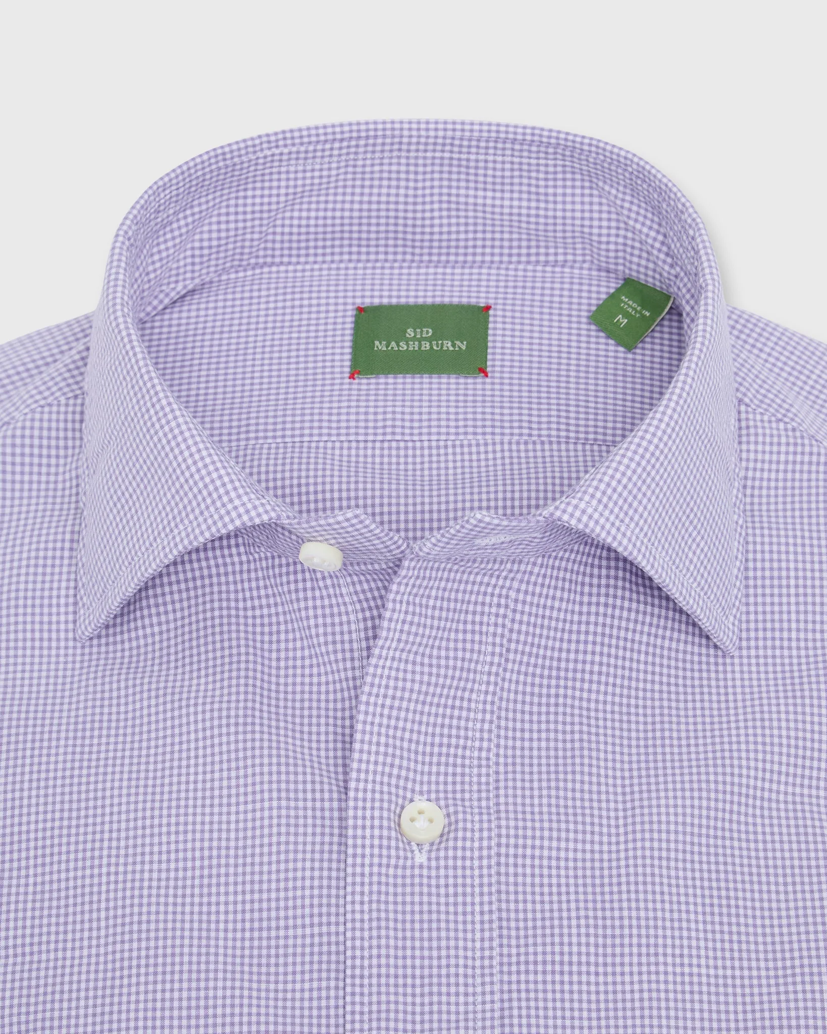 Otto Handmade Sport Shirt in Lavender Micro Gingham Chambray sold by Mashburn product image thumbnail 3