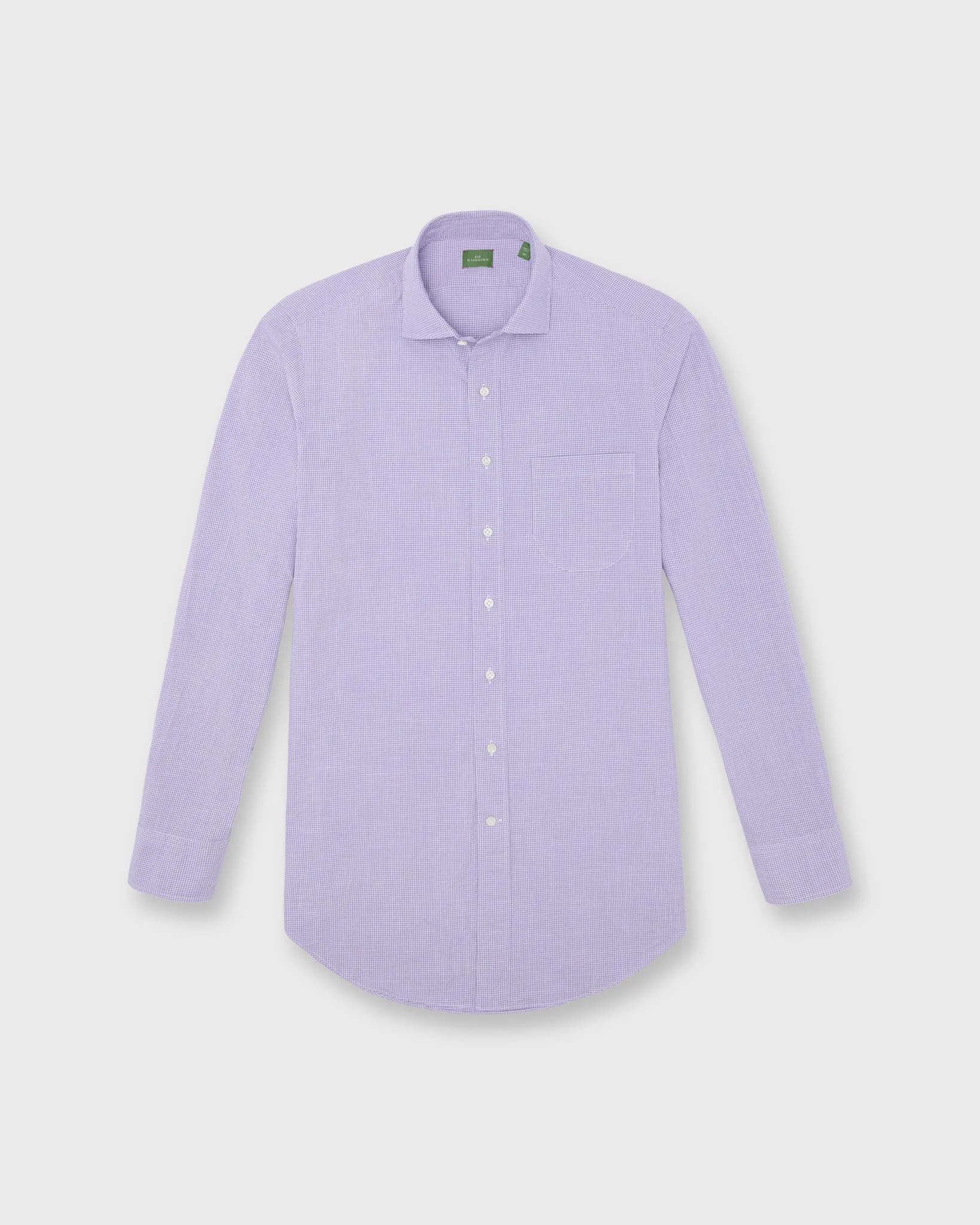Otto Handmade Sport Shirt in Lavender Micro Gingham Chambray sold by Mashburn product image thumbnail 2