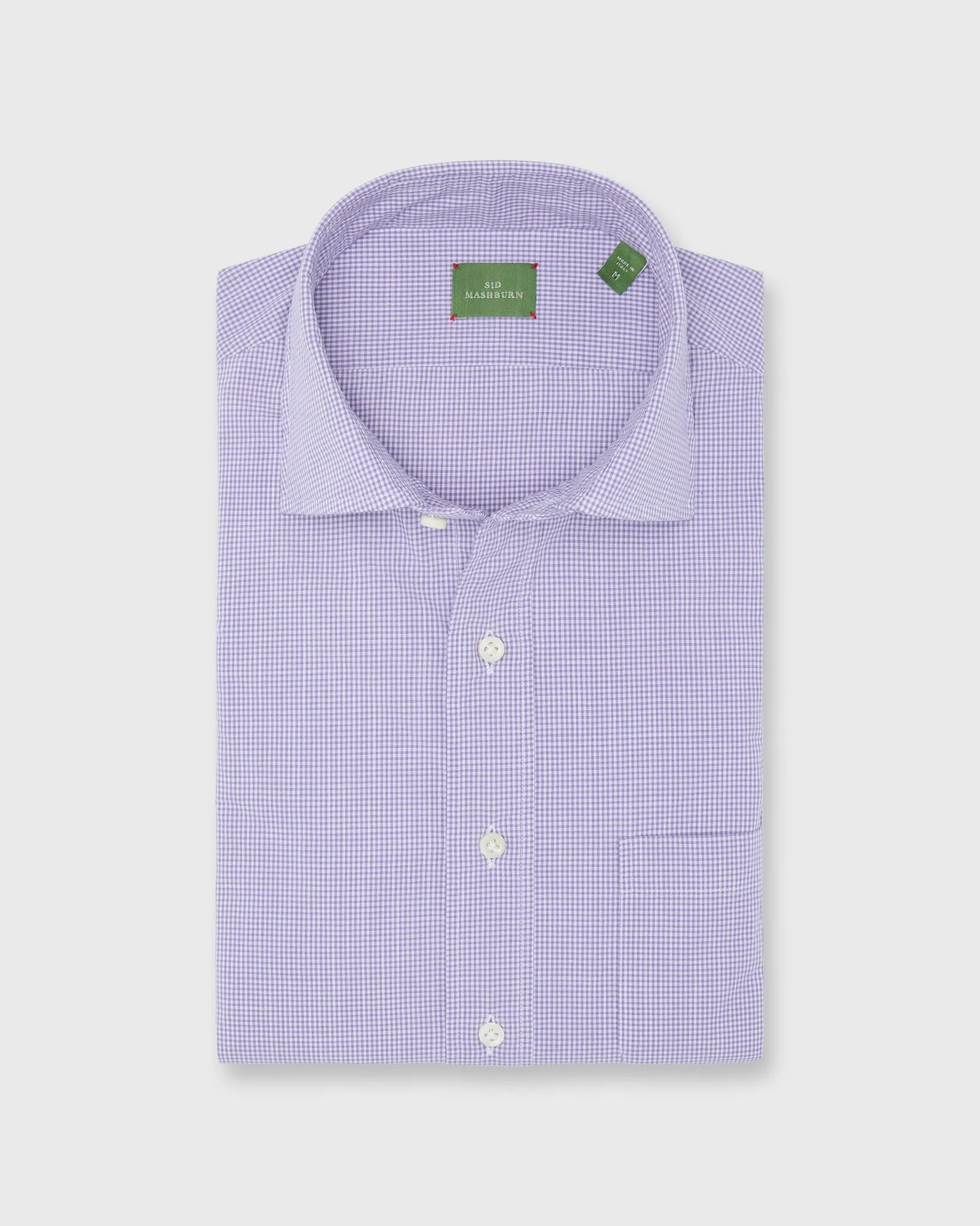 Otto Handmade Sport Shirt in Lavender Micro Gingham Chambray sold by Mashburn