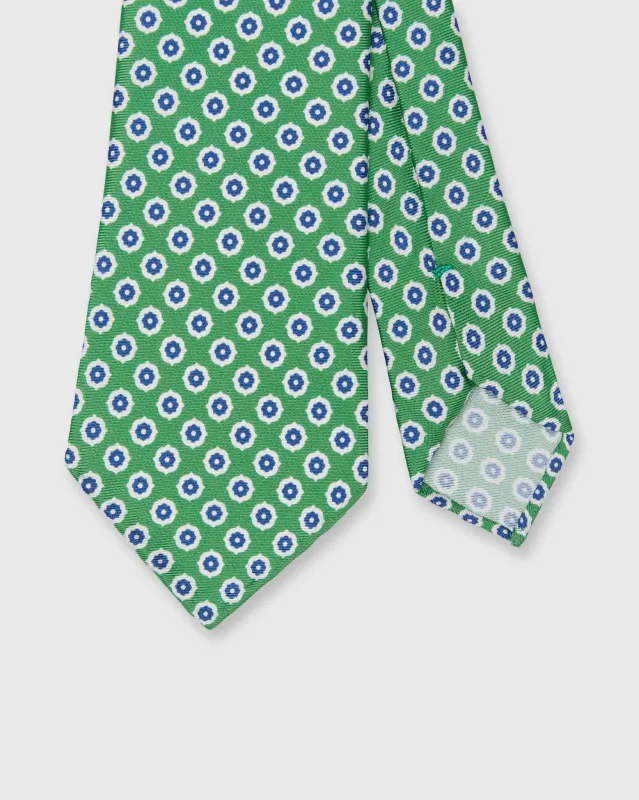 Silk Print Tie in Green/Chalk/Navy Foulard made by Sid Mashburn