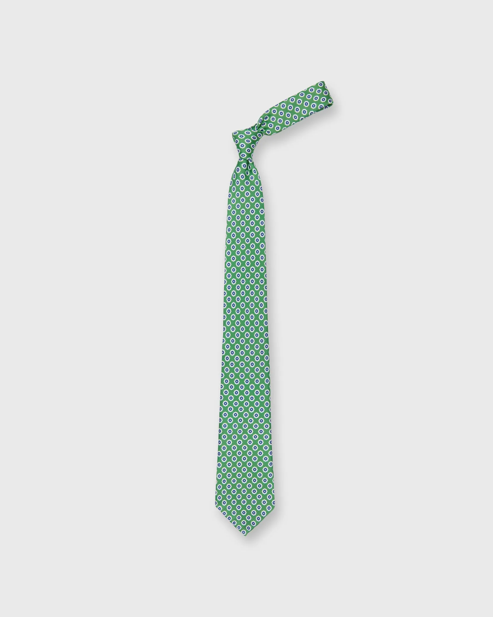 Silk Print Tie in Green/Chalk/Navy Foulard sold by Mashburn product image thumbnail 3