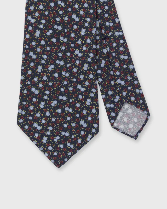 Silk Print Tie in Navy/Beet/Sky Floral made by Mashburn
