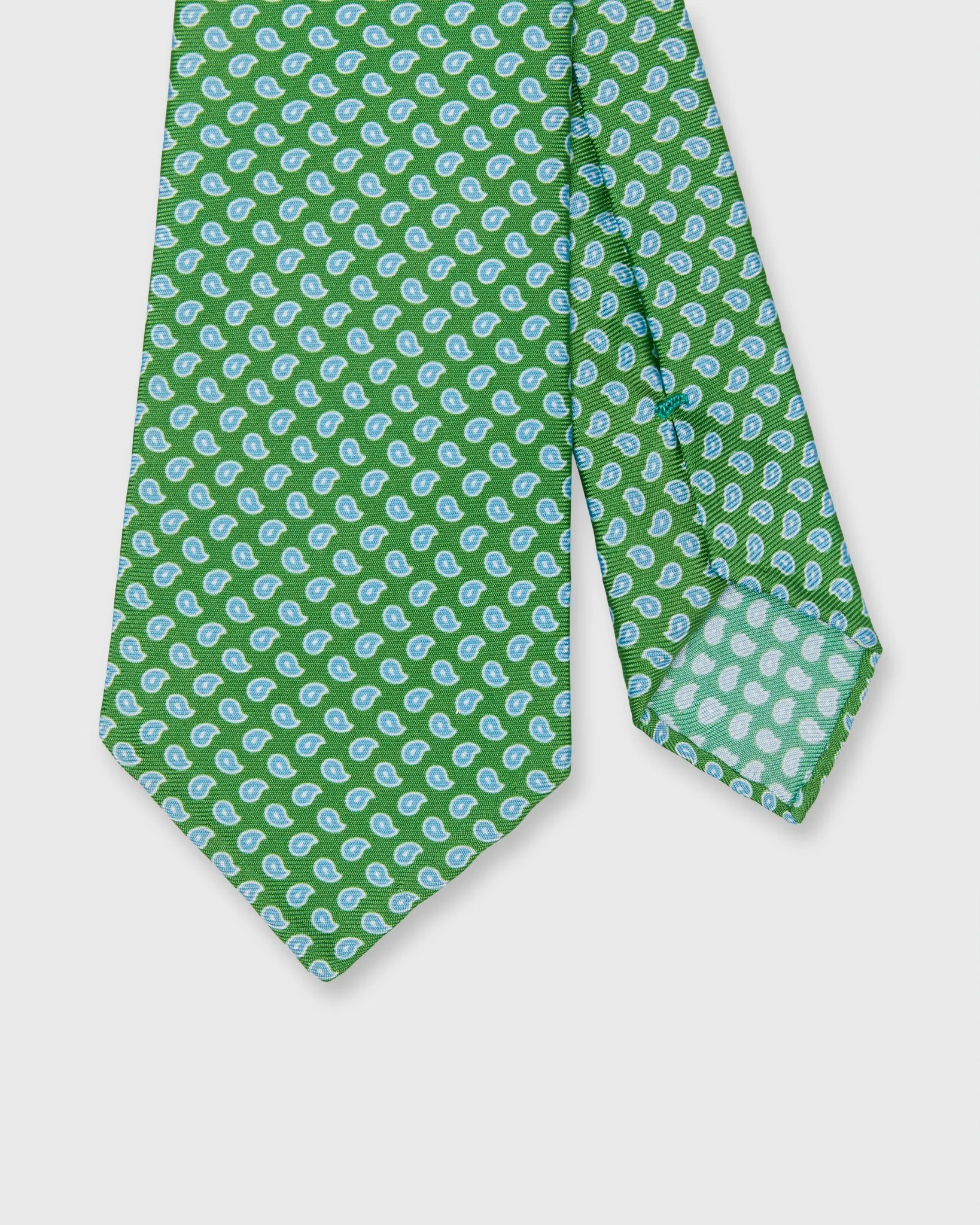 Silk Print Tie in Green/Sky Paisley sold by Mashburn
