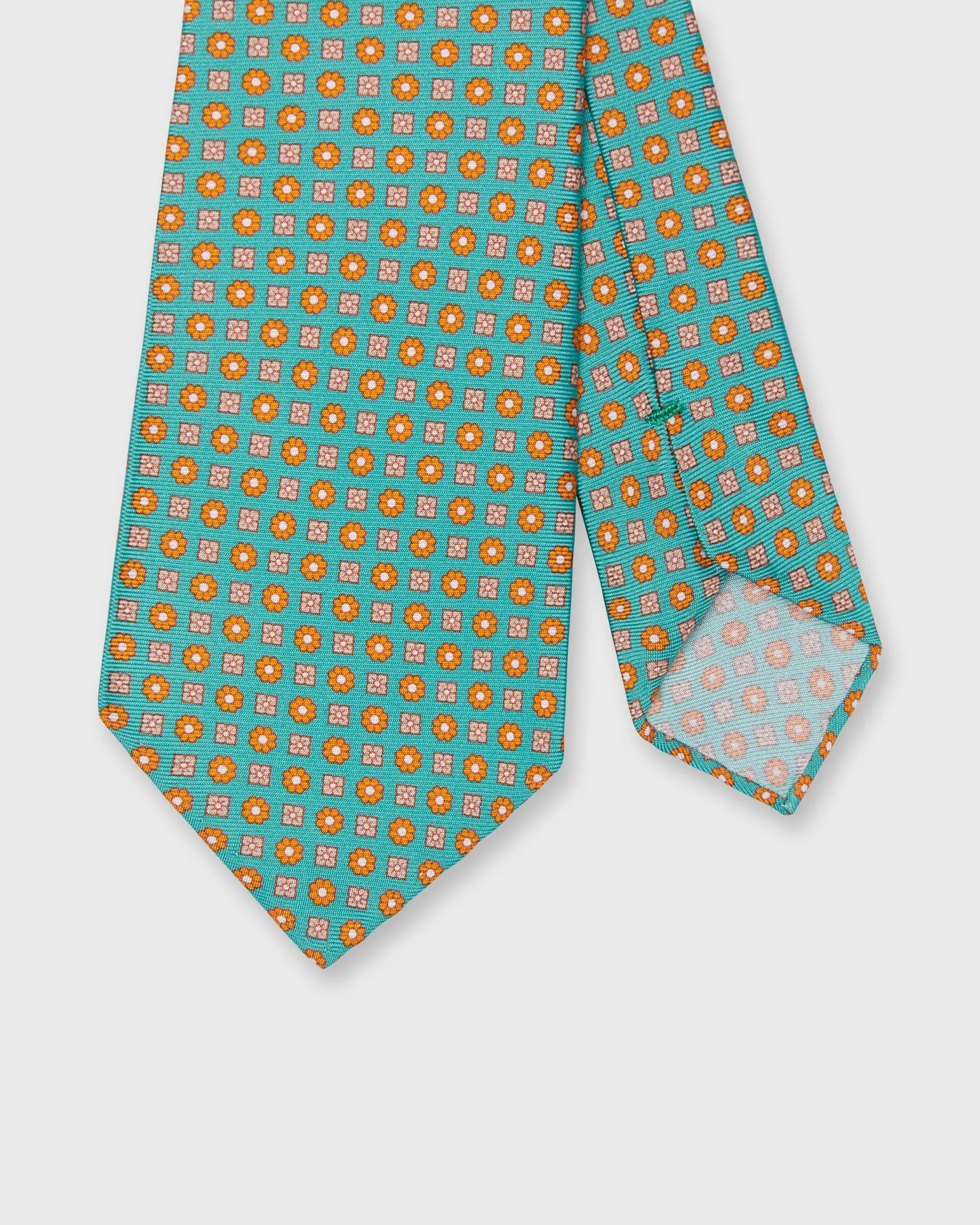 Silk Print Tie in Lovat/Orange Foulard sold by Mashburn