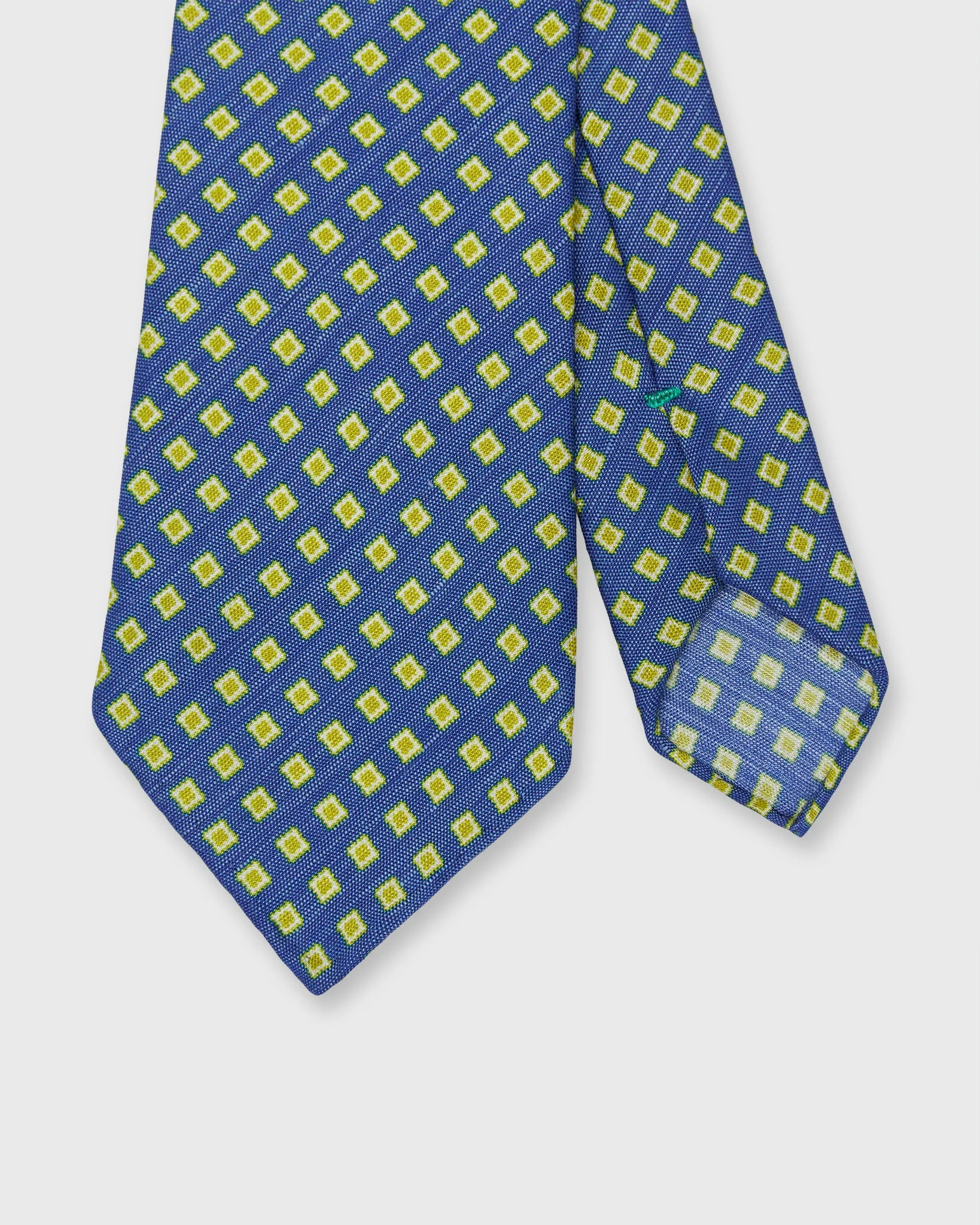 Silk/Linen Print Tie in Marine/Yellow Square sold by Mashburn