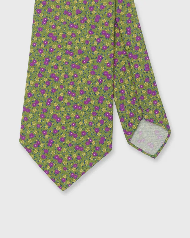 Silk Print Tie in Spring/Straw/Purple Floral made by Mashburn