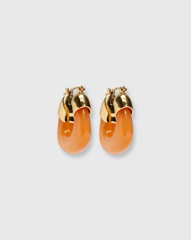 Mini Organic Hoop Earrings in Tangerine made by Lizzie Fortunato