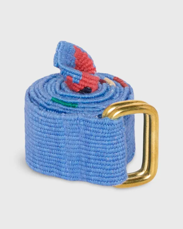 Hand-Loomed D-Ring Belt in Blue Tribal made by Sid Mashburn
