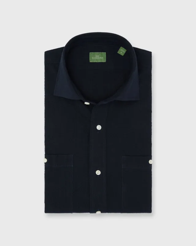 Marquez Shirt in Navy Seersucker made by Sid Mashburn