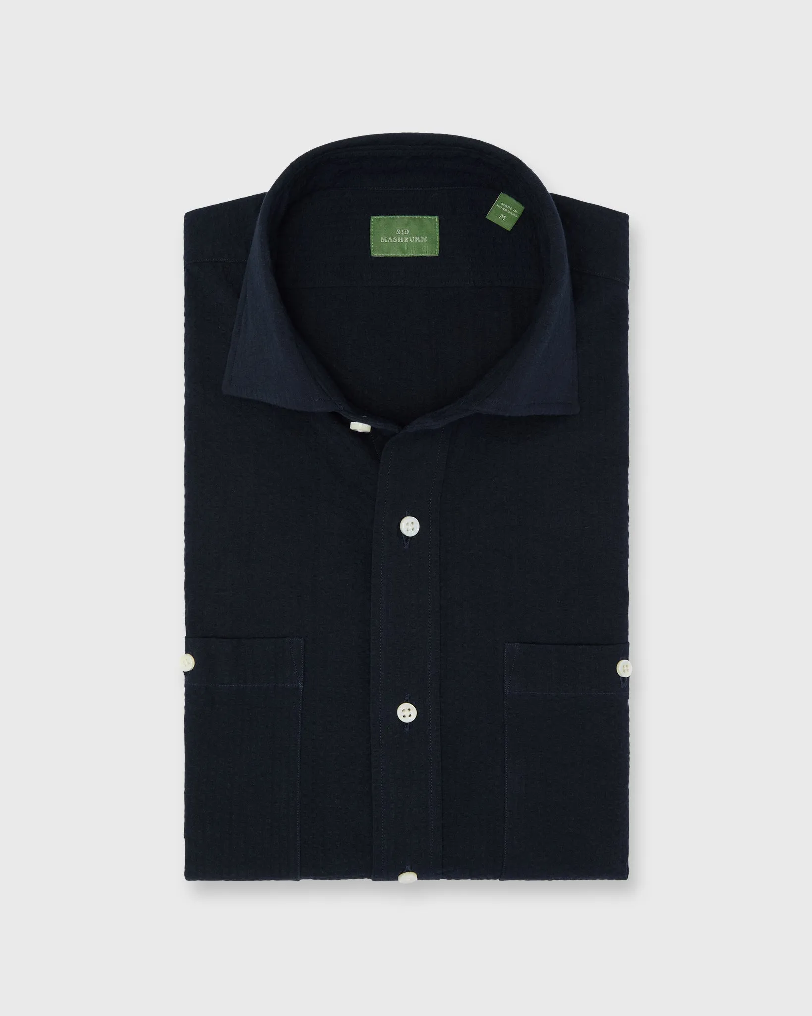 Marquez Shirt in Navy Seersucker sold by Mashburn