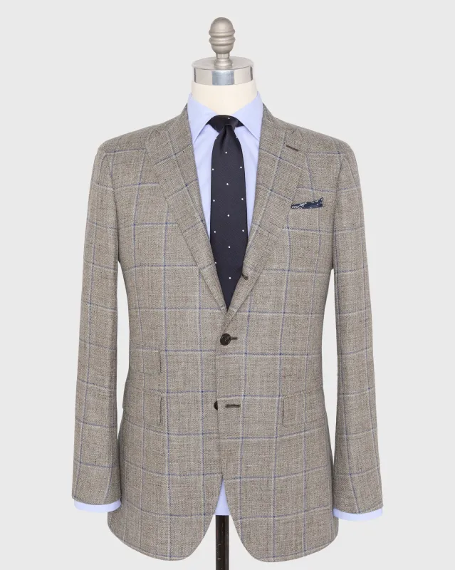 Virgil No. 3 Jacket in Flax/Blue/Bone Windowpane Hopsack made by Sid Mashburn