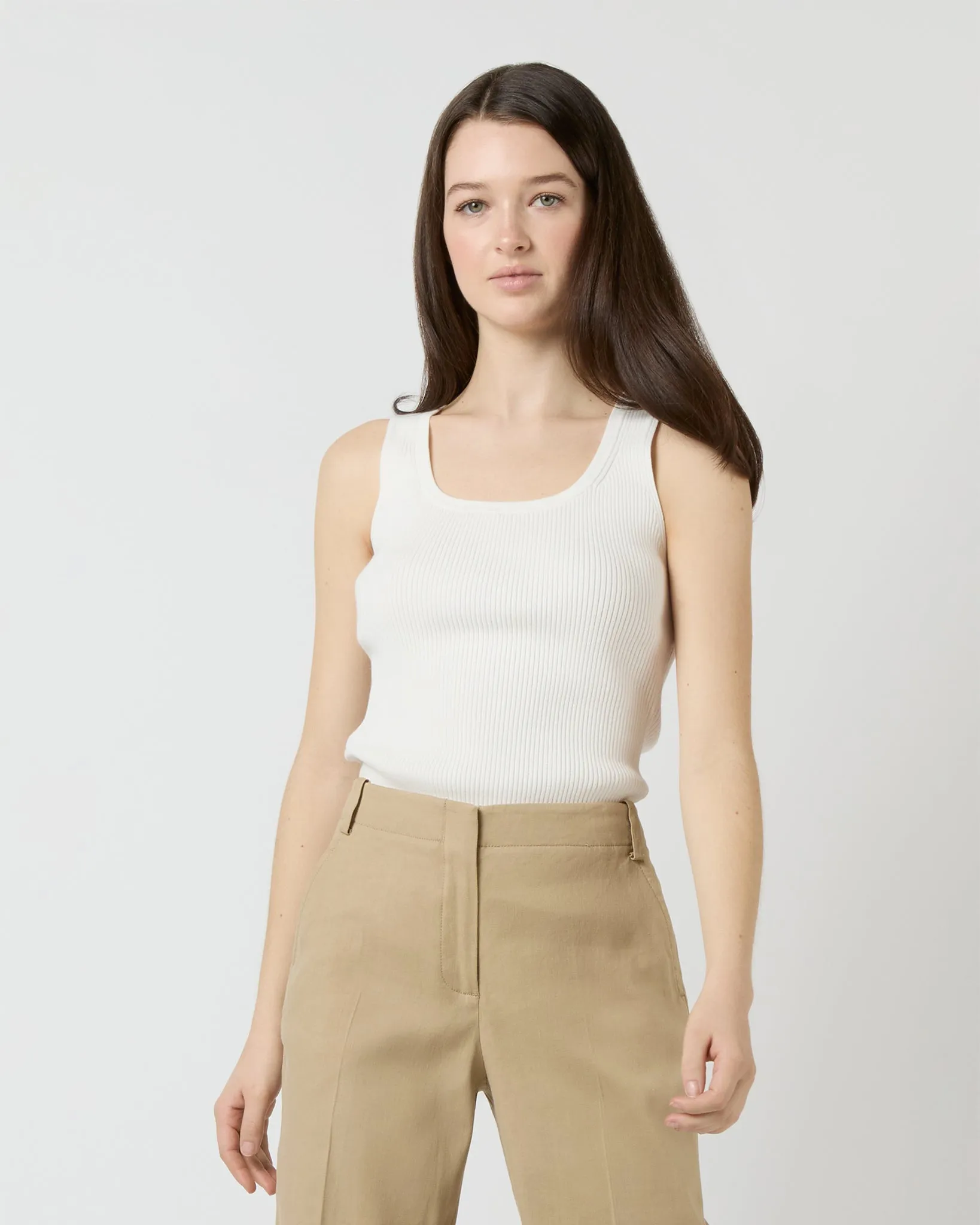 Nia Shell in Chalk Ice Cotton sold by Mashburn