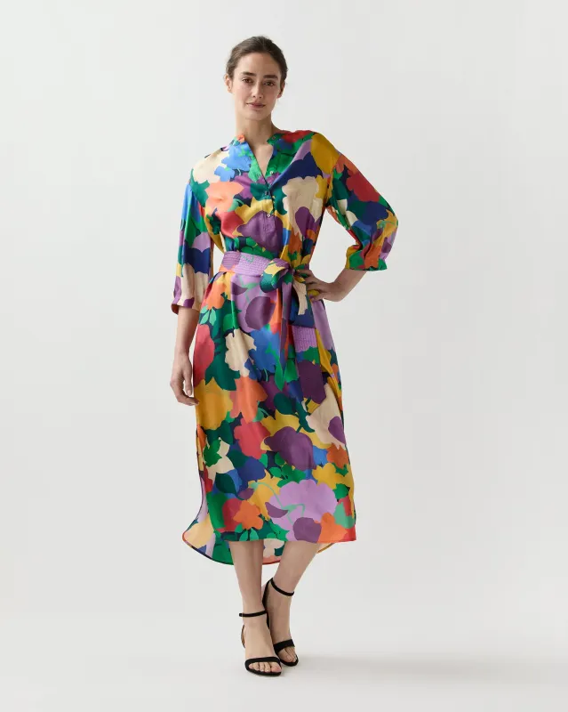 Tessa Dress in Multi Marina's Tea Garden Liberty Fabric Silk Twill made by Mashburn