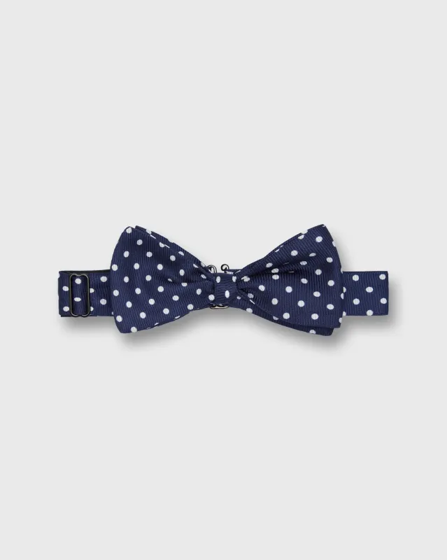 Silk Bow Tie in Navy/White Windsor Dot made by Sid Mashburn