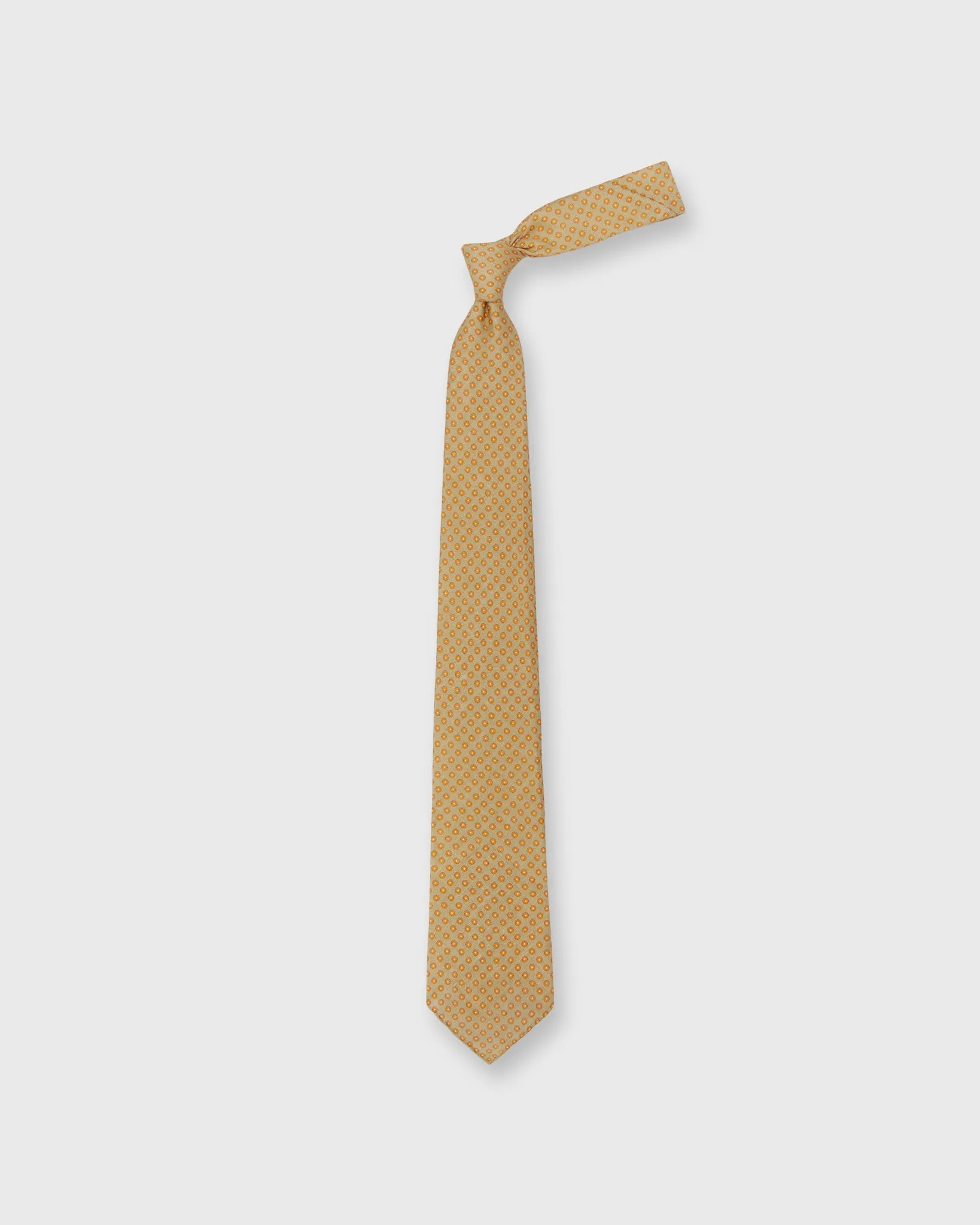Linen Print Tie in Khaki/Orange Circle sold by Mashburn product image thumbnail 3