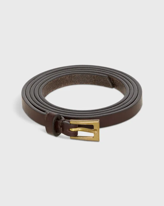 Narrow Buckle Belt in Dark Brown Leather made by Mashburn